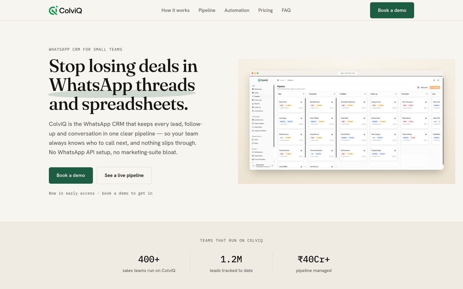 ColviQ — WhatsApp CRM & Sales Pipeline